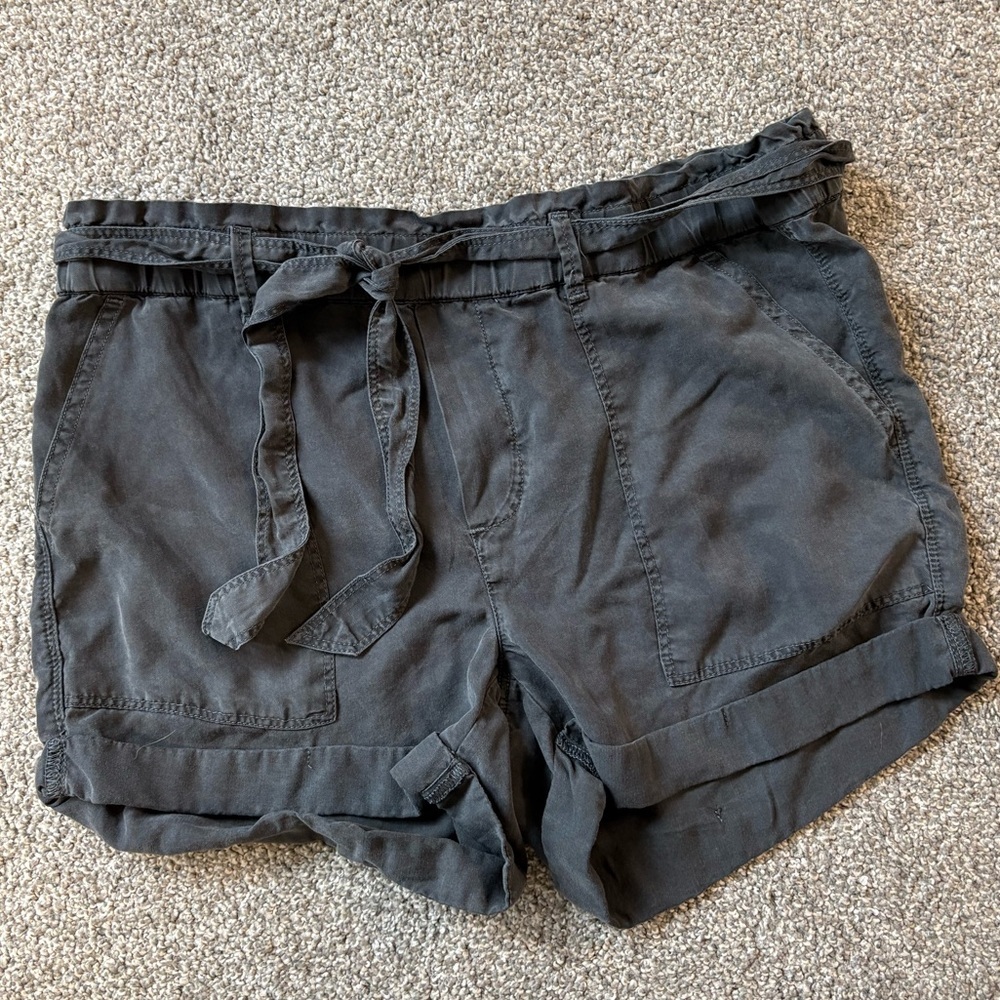 Aerie Camp Paperbag Lyocell Shorts Gray Size XS